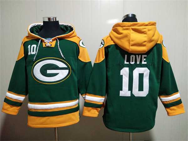 Green Bay Packers #10 Jordan Love Green Lace-Up Pullover Hoodie,We sell and wholesale Green Bay Packers #10 Jordan Love Green Lace-Up Pullover Hoodie on line form chian!